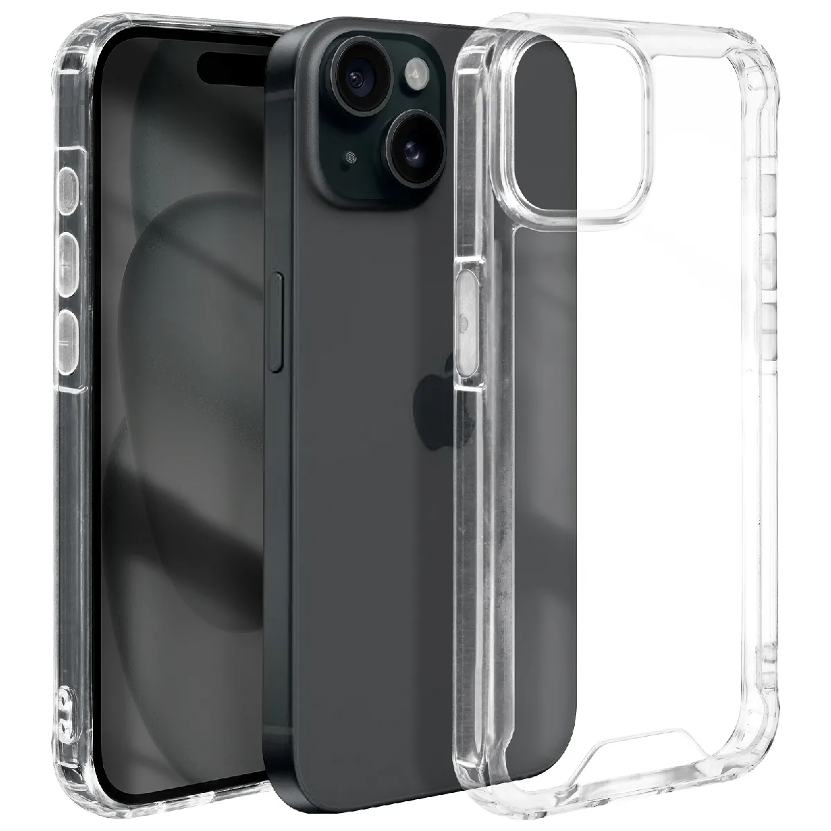 Avizar Coque Pour Iphone 15 Dos Rigide Coins Bumper Antichoc Transparent