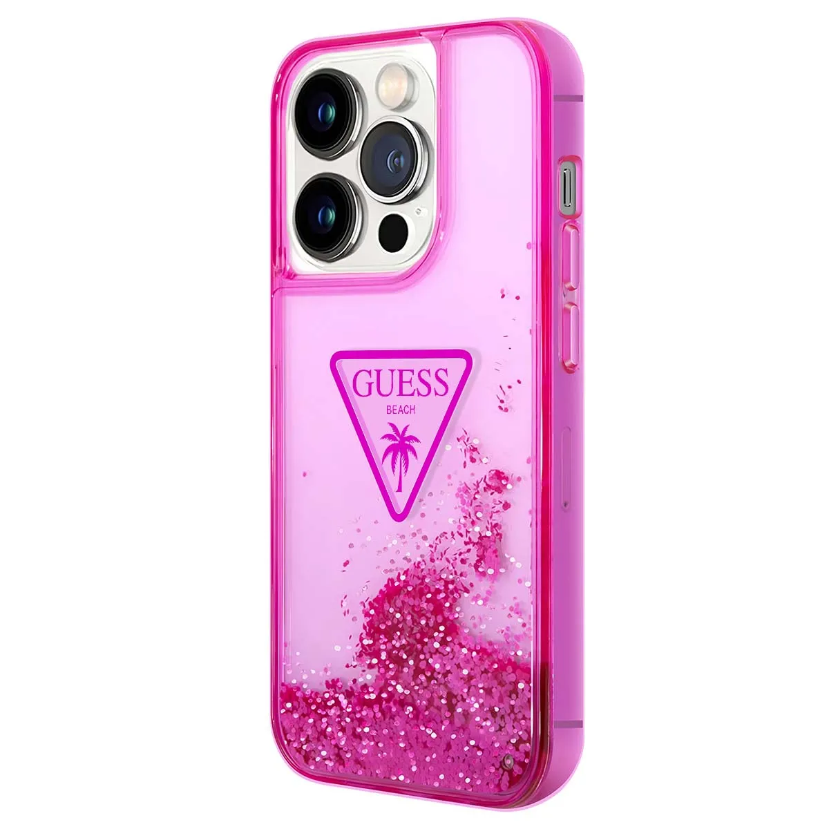 Guess Rose Coque Glitter Palm À Paillettes Flottantes Pour Iphone 14 Pro - Image 3