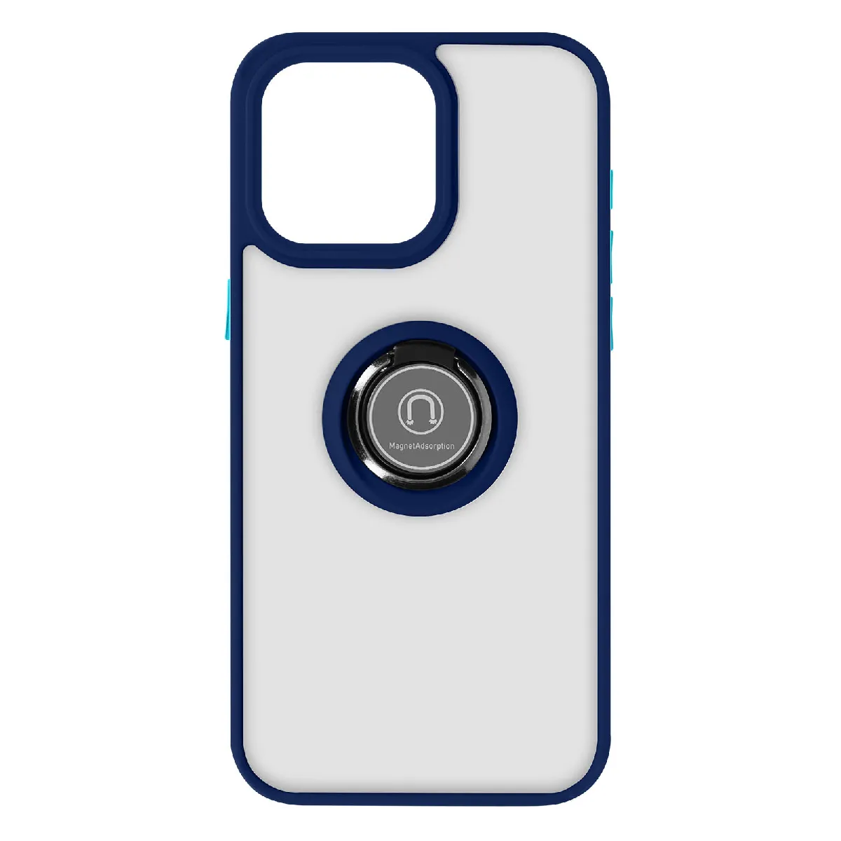 Avizar Bleu Coque Pour Iphone 15 Pro Max Bague Métallique Support Vidéo Ringrip