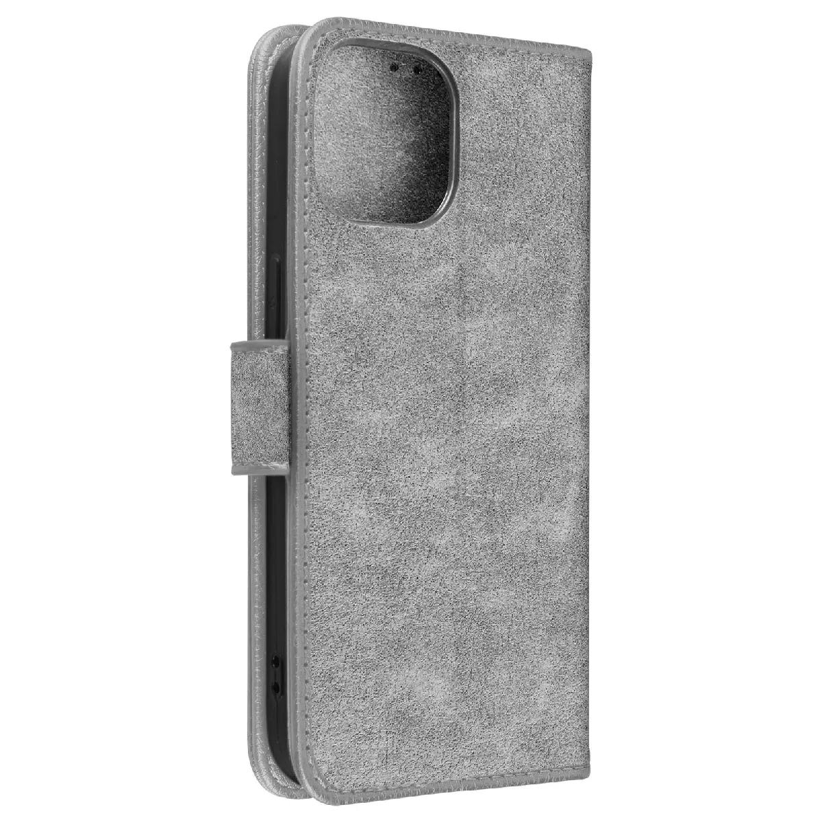 Avizar Gris Étui Pour Iphone 15 Pro Max Clapet Portefeuille Fonction Support Vidéo