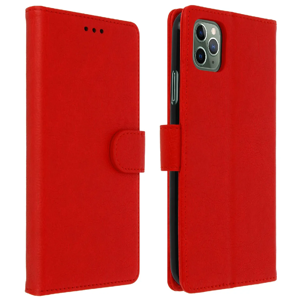 Avizar Rouge Étui Pour Iphone 11 Pro Max Housse Intégrale Porte-Carte Fonction Support
