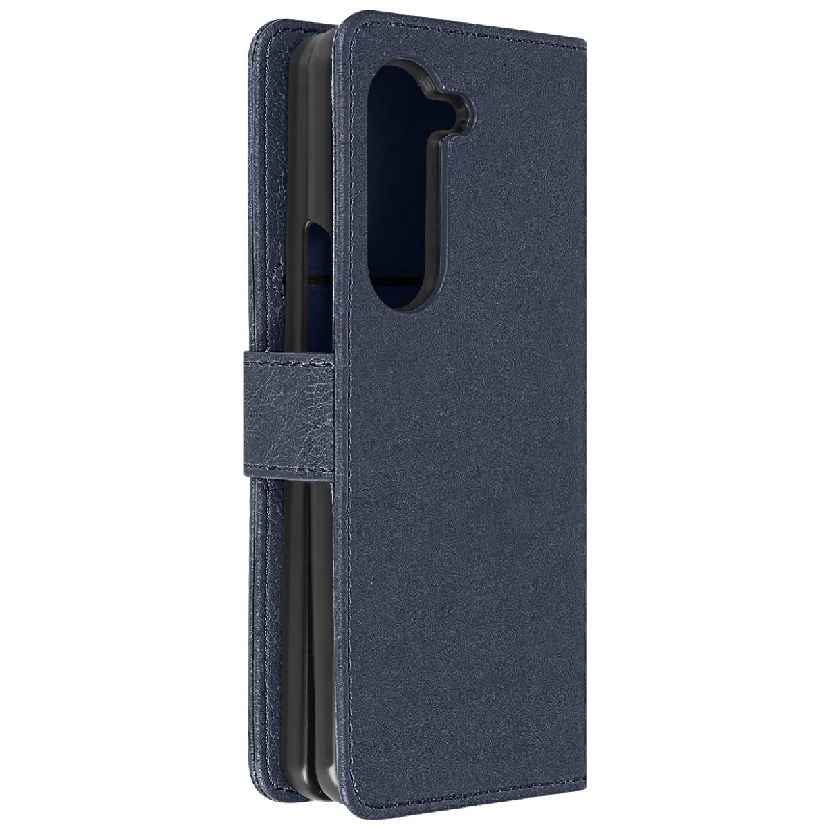 Avizar Bleu Étui Pour Samsung Galaxy Z Fold 5 Portefeuille Languette Aimantée Chesterfield Nuit