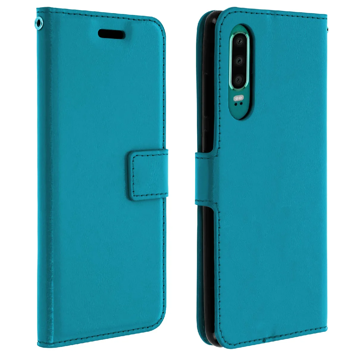 Avizar Bleu Housse Pour Huawei P30 Étui Folio Portefeuille Fonction Support Vidéo