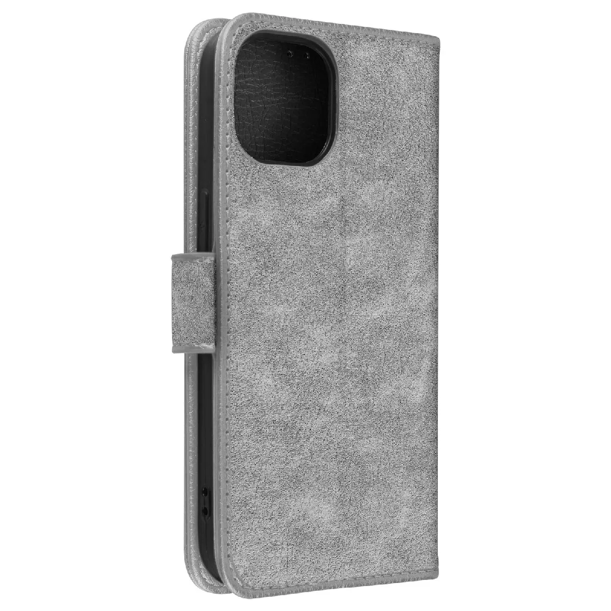 Avizar Gris Étui Pour Iphone 15 Clapet Portefeuille Fonction Support Vidéo