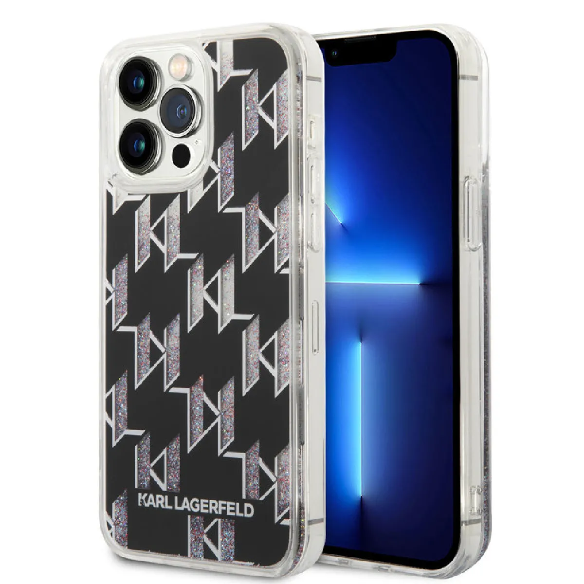 Karl Lagerfeld Noir Étui Liquid Glitter Pour Iphone 14 Pro Max, - Neuf - Image 3
