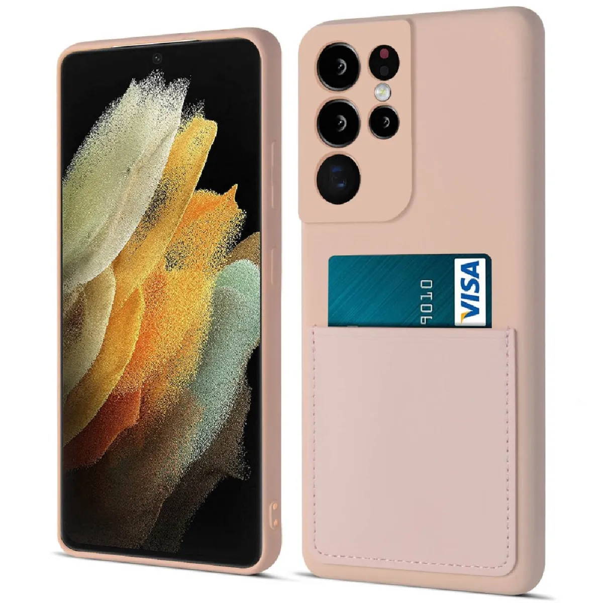Galaxy S21 Ultra Coque Silicone Carte - Rose