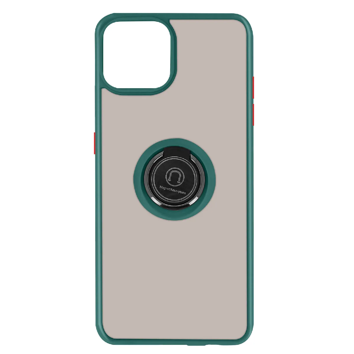 Avizar Vert Coque Pour Iphone 13 Pro Bi-Matière Bague Métallique Support