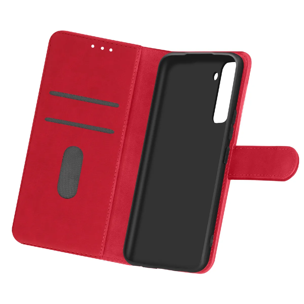 Avizar Rouge Étui Pour Samsung Galaxy S21 Protection Avec Porte-Carte Fonction Support