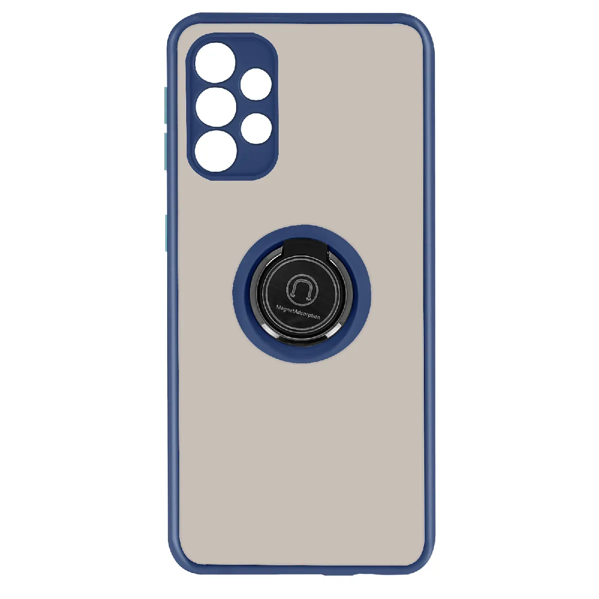 Avizar Bleu Coque Pour Samsung Galaxy A32 Bi-Matière Bague Métallique Support Vidéo