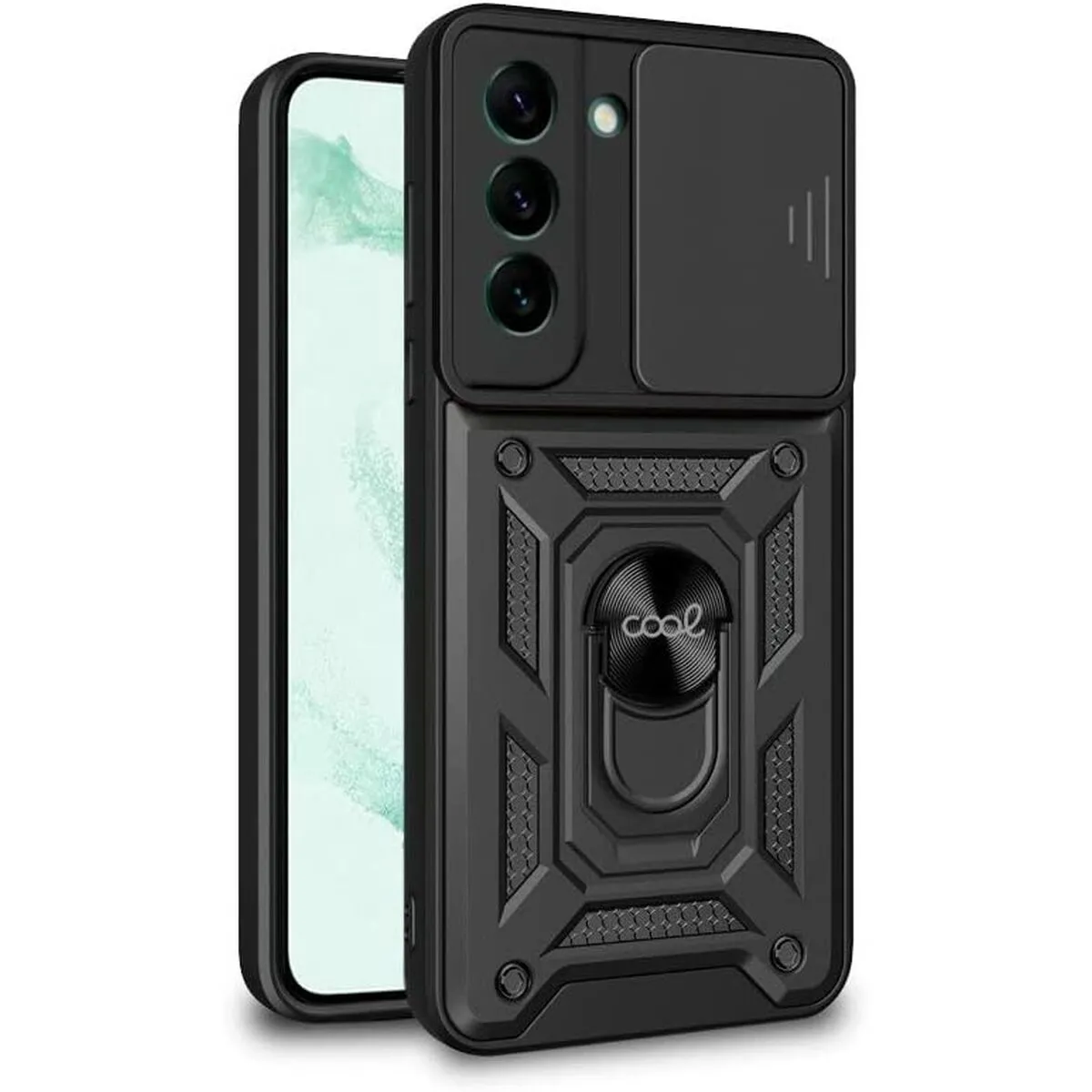 COOL Coque rigide noire  avec anneau pour Samsung Galaxy S22 Plus S906