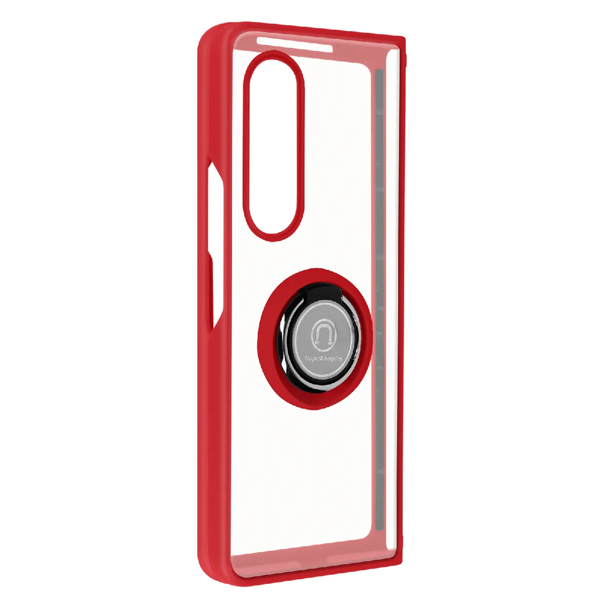 Avizar Rouge Coque Pour Samsung Galaxy Z Fold 3 Bi-Matière Bague Métallique Support Vidéo