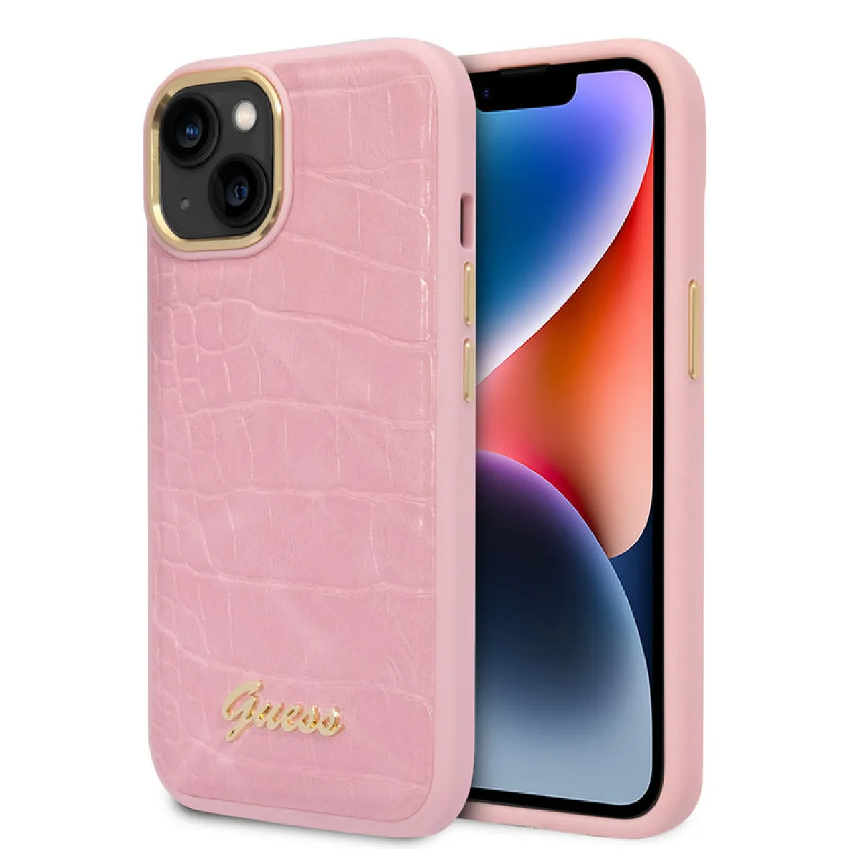 Guess - Coque arrière - iPhone 14 Plus - Cuir - Rose - Image 3