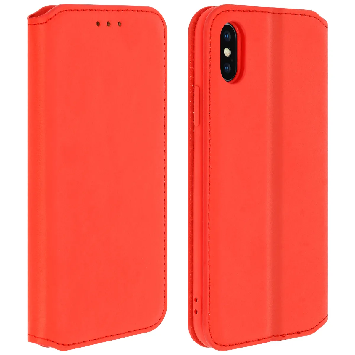 Avizar Rouge Housse Pour Iphone X / Xs Étui Folio Portefeuille Fonction Support