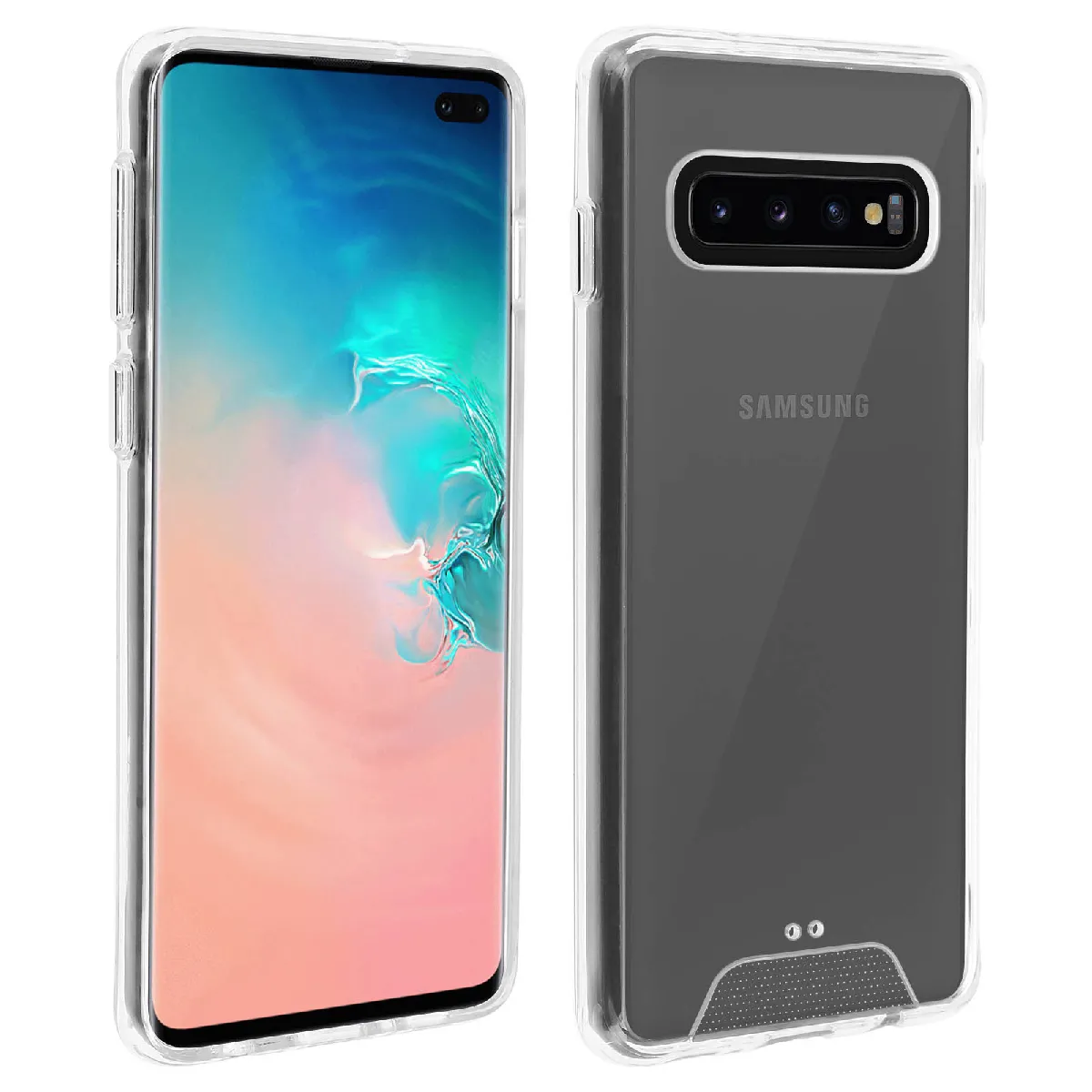 Avizar Coque Rigide Pour Samsung Galaxy S10 Plus Avec Contour Bumper Transparent