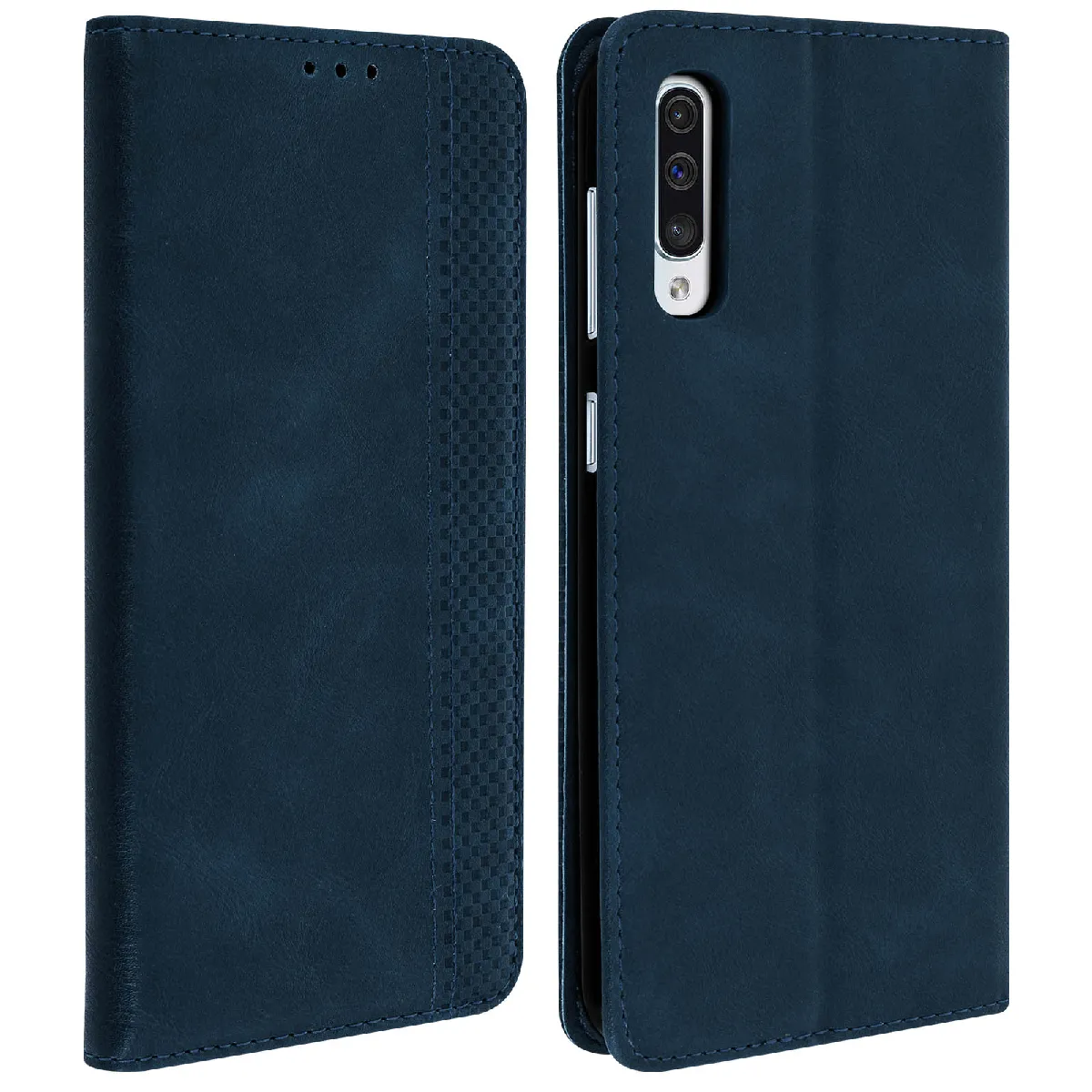 Avizar Bleu Housse Pour Samsung Galaxy A50 Étui Coque Porte-Cartes Support Nuit