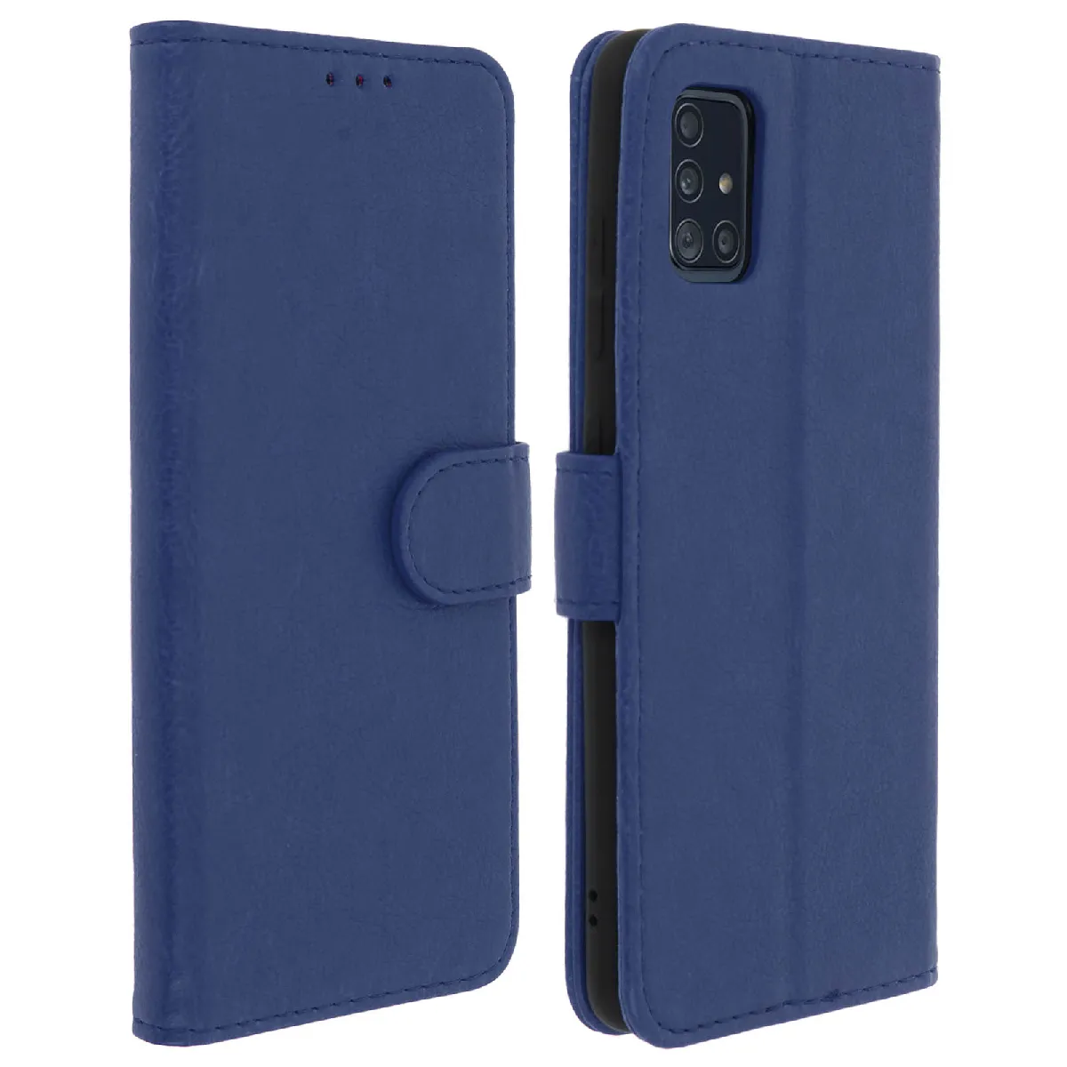 Avizar Bleu Étui Pour Samsung Galaxy A51 Housse Intégrale Porte-Cartes Fonction Support Nuit