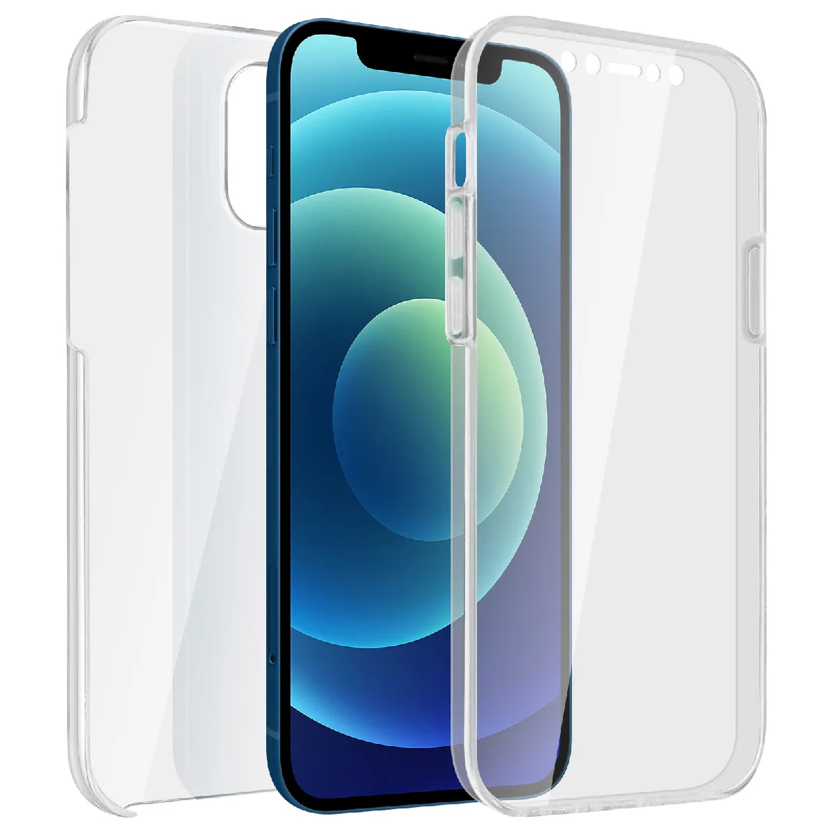 Avizar Coque Iphone 12 / 12 Pro Protection Arrière Rigide + Avant Souple Transparent