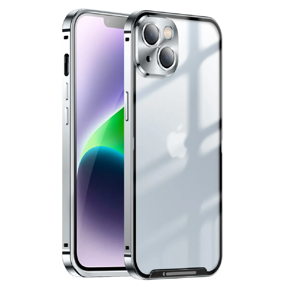 Générique Argent Coque Bumper En Aluminium Et Polycarbonate Apple Iphone 14 - É
