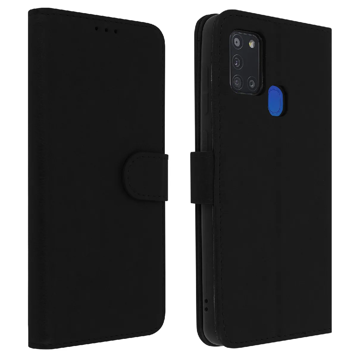 Avizar Noir Étui Pour Samsung Galaxy A21s Housse Intégrale Porte-Carte Fonction Support
