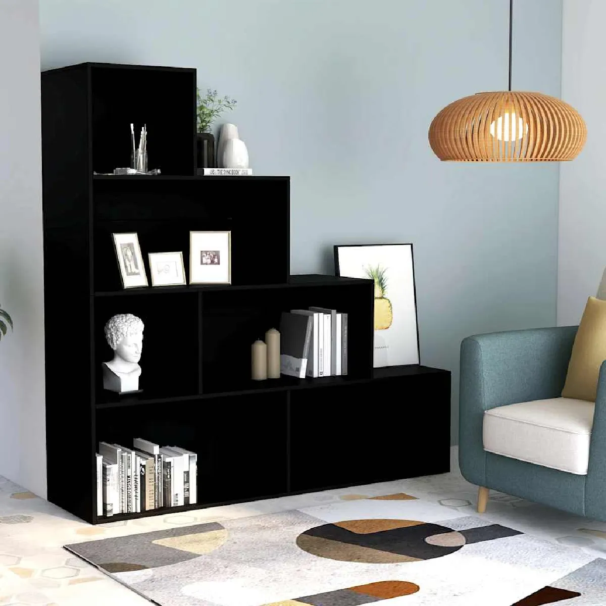 Vidaxl Noir Bibliothèque/Séparateur De Pièce