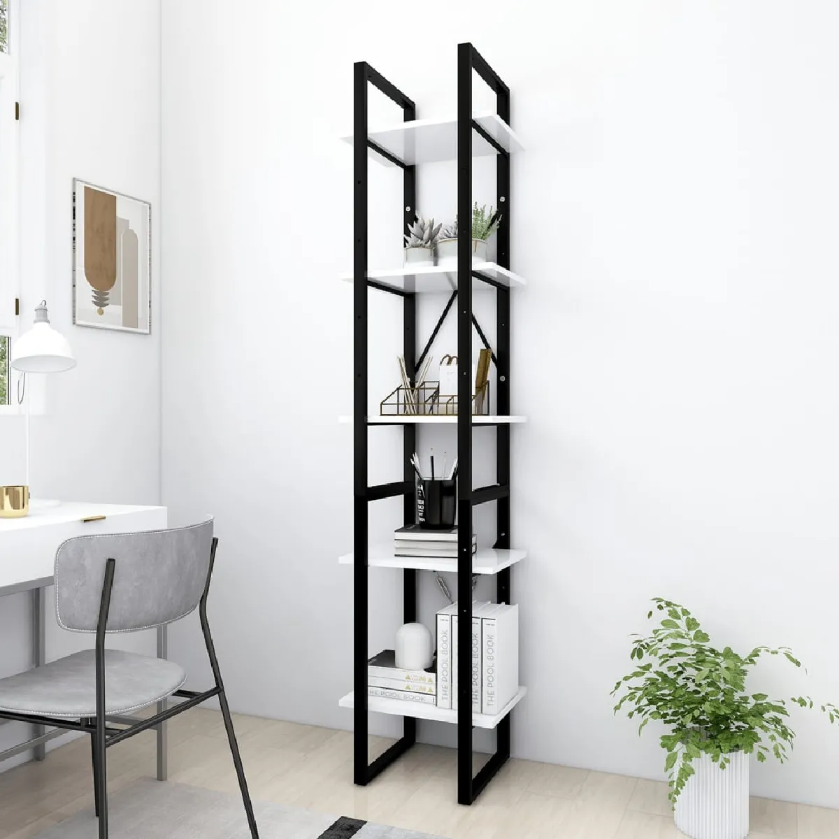 Vidaxl Bibliothèque à 5 niveaux Blanc 40x30x175 cm Bois ingénierie 3081968