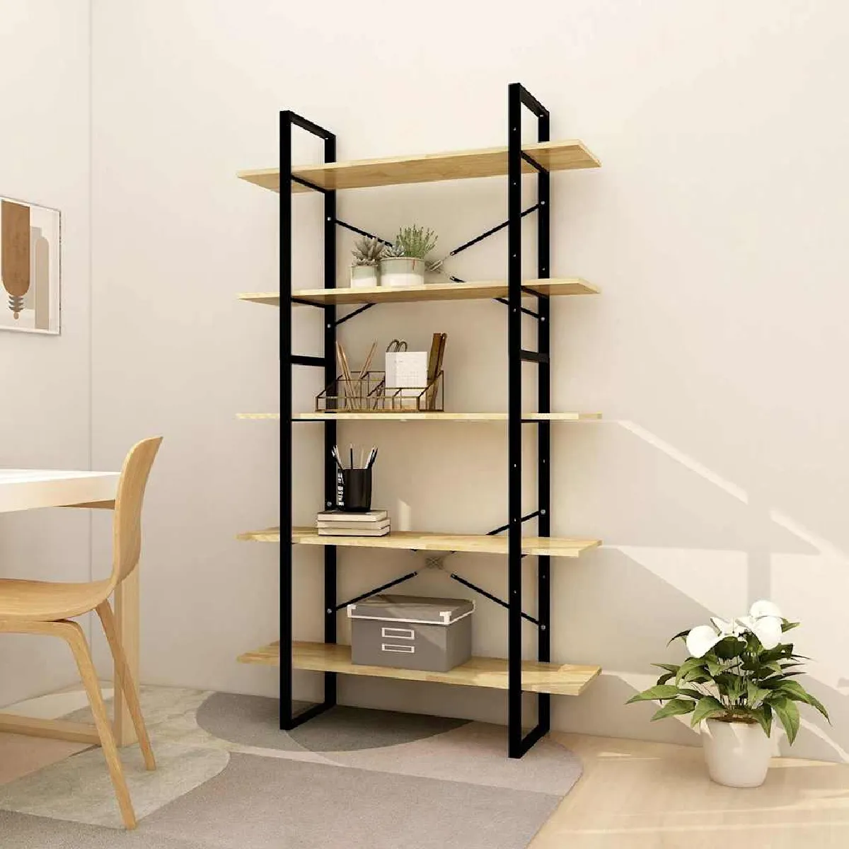 Non Communiqué Brun Vidaxl Boekenkast Met 5 Schappen 100X30x175 Cm Massief Grenenhout3082003 - Image 3
