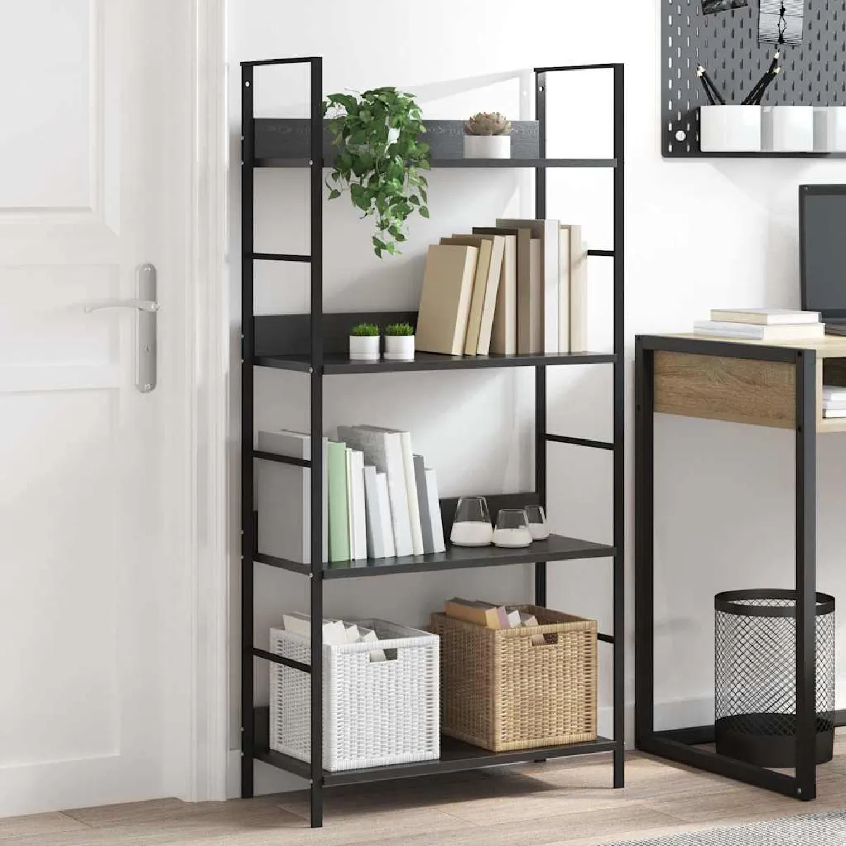 vidaXL - Bibliothèque - 4 niveaux - Noir - 60 x 27,6 x 124,5 cm - Image 3