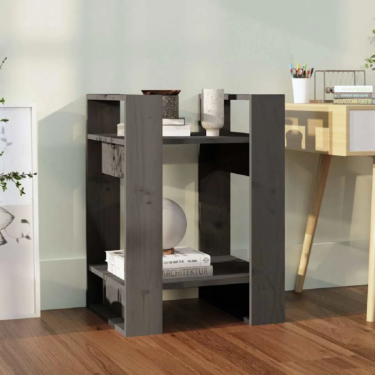 Vidaxl Gris Bibliothèque