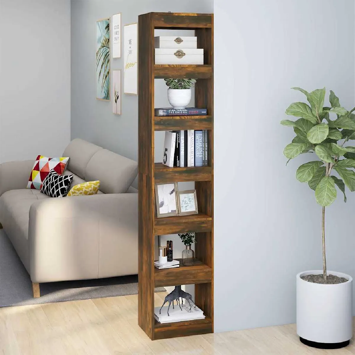 Vidaxl Bibliothèque/Séparateur Chêne Fumé
