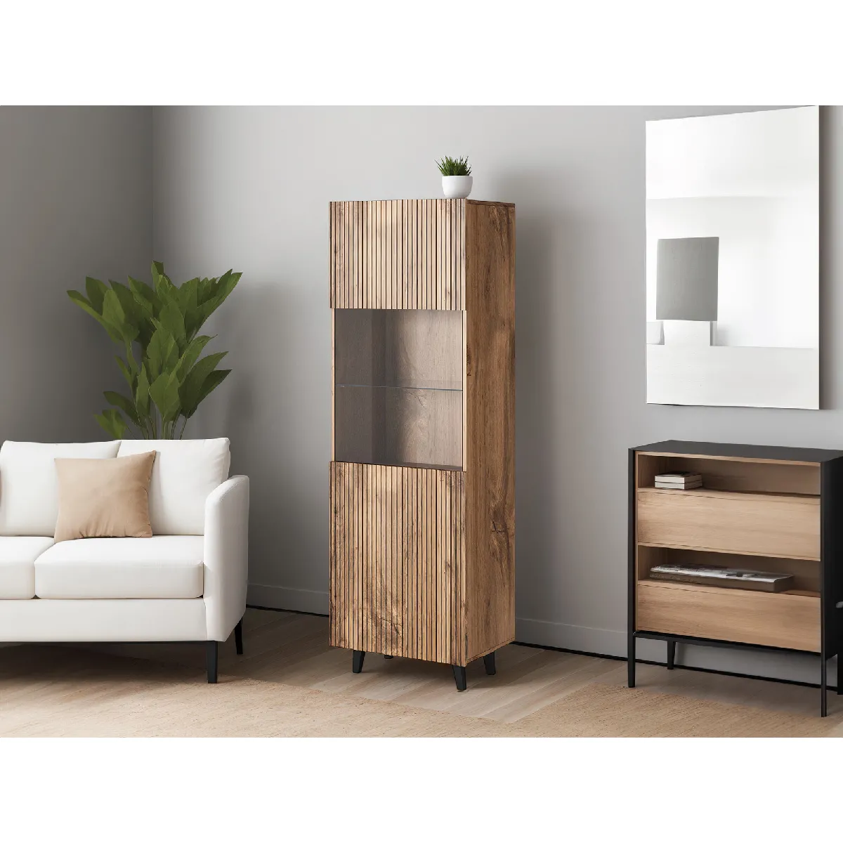Bestmobilier Vitrine Bibliothèque Come - Bois