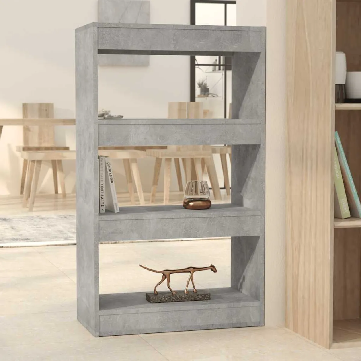 Vidaxl Gris Bibliothèque/Séparateur De Pièce Béton