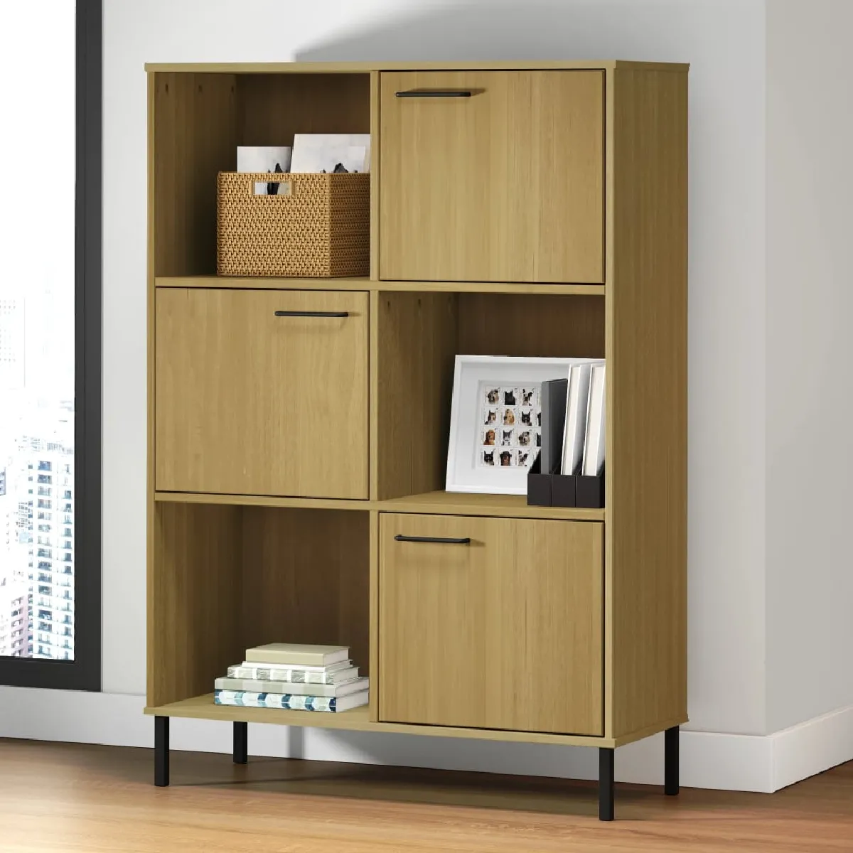 Vidaxl Bibliothèque métal Marron 90x35x128.5cm