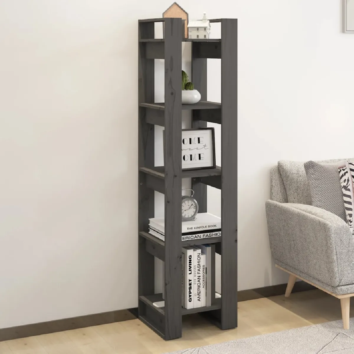 Vidaxl Bibliothèque/Séparateur de pièce Gris 41x35x160 cm Pin solide