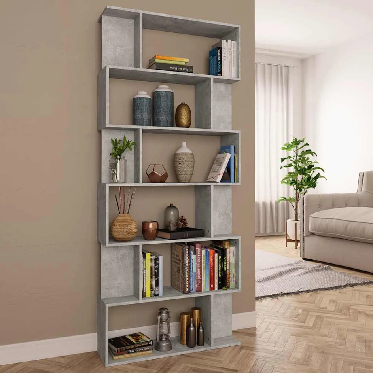 Vidaxl Bibliothèque gris béton 80x24x192 cm