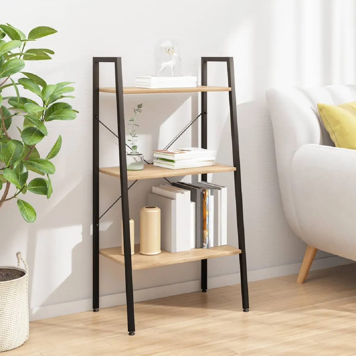 Vidaxl Étagère 3 niveaux Marron Clair 56x35x108 cm