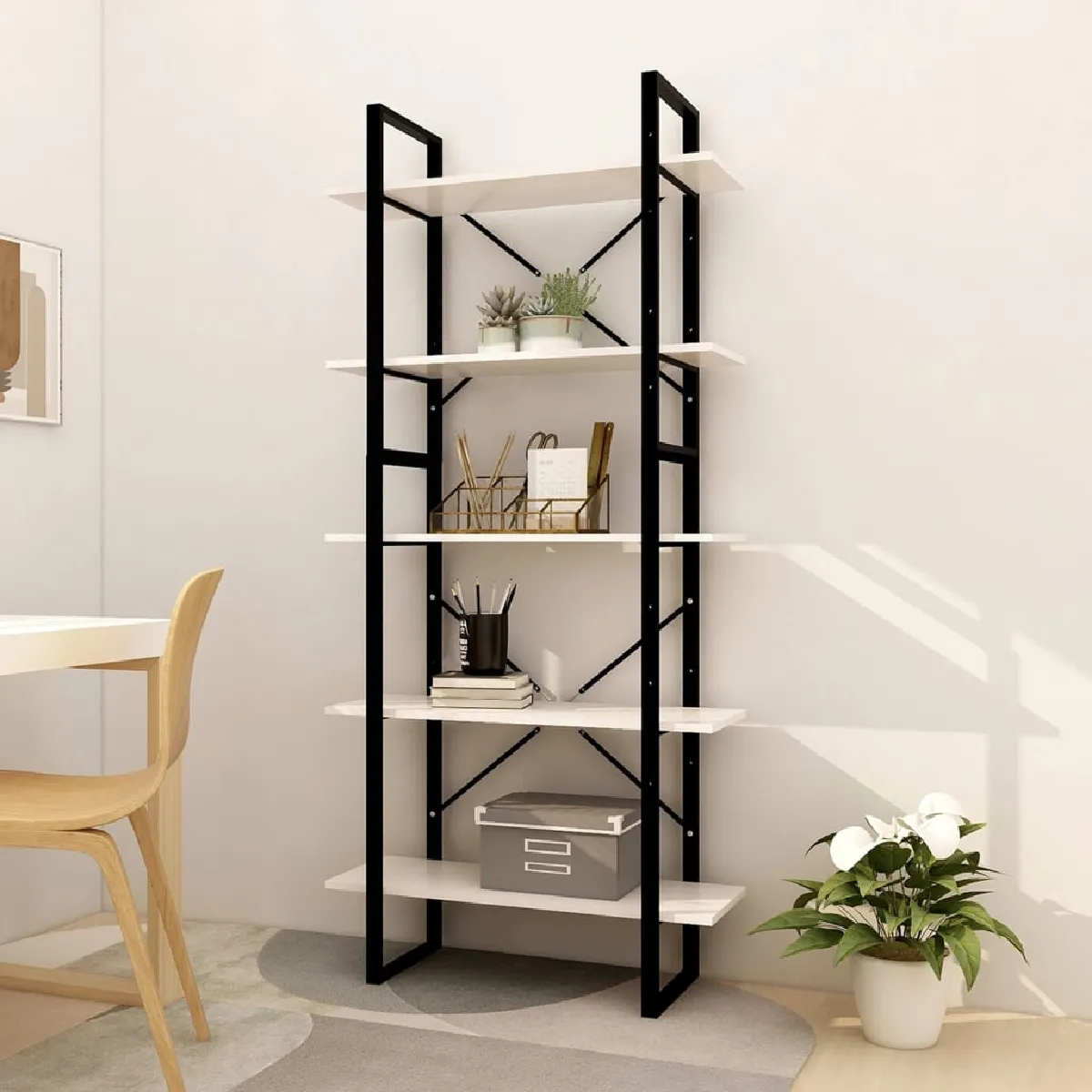 VIDAXL - Bibliothèque - 5 Niveaux - 80x30x175 cm - Blanc - Image 2