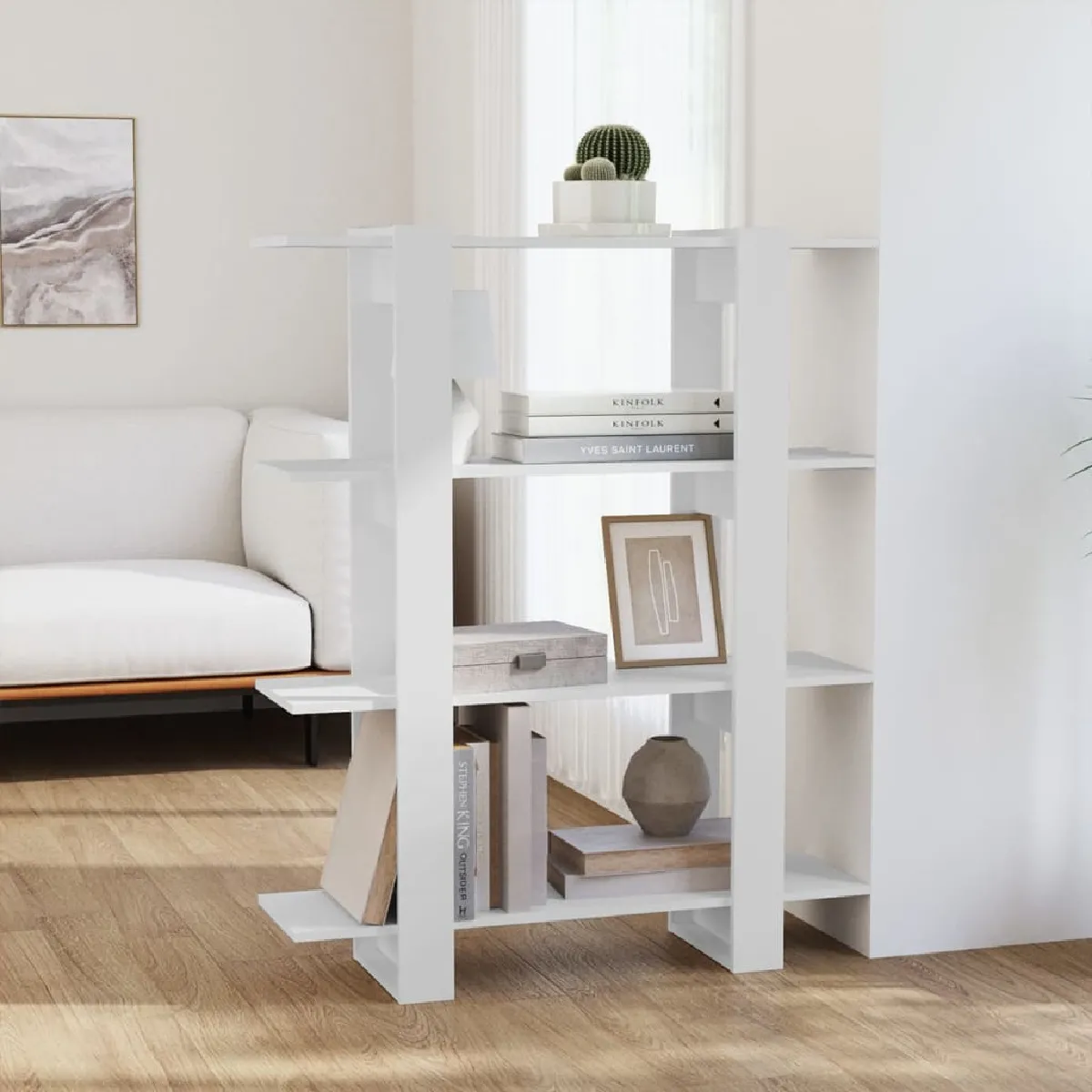 Vidaxl Blanc Bibliothèque/Séparateur De Pièce