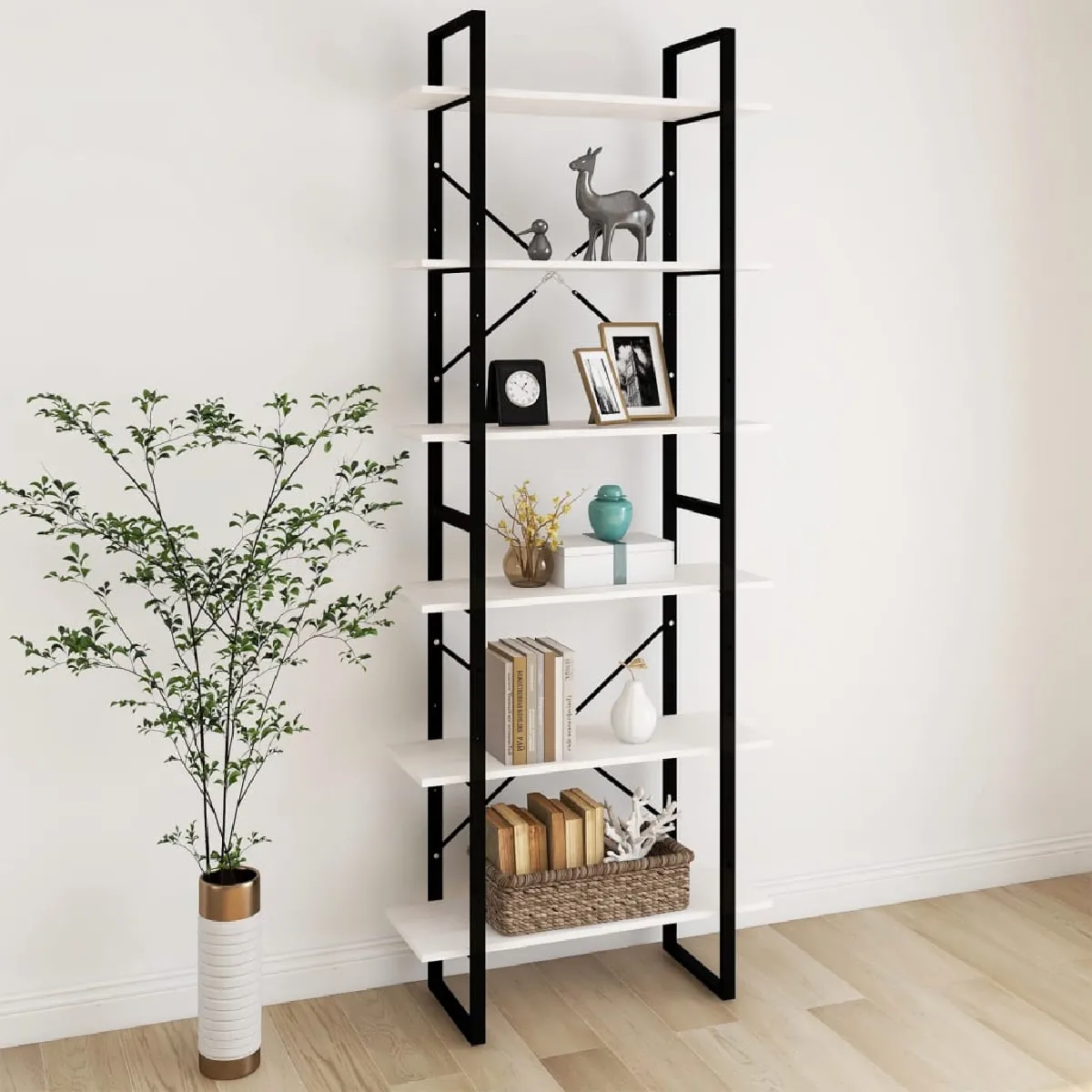 vidaXL Armoire haute Blanc 80x30x210 cm Pin massif