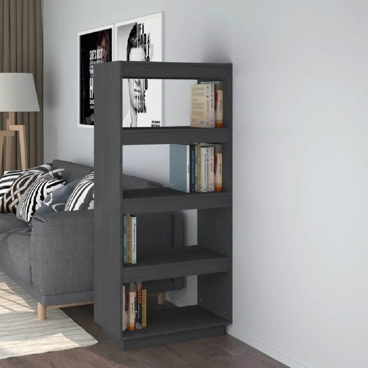 Vidaxl Bibliothèque-Séparateur de pièce Gris 60x35x135 cm Pin massif