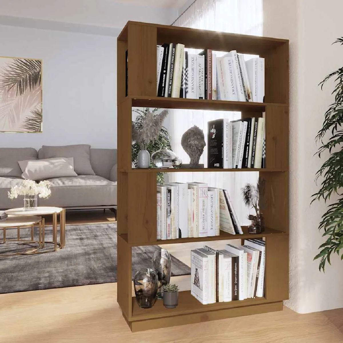 Vidaxl Marron Bibliothèque - Miel