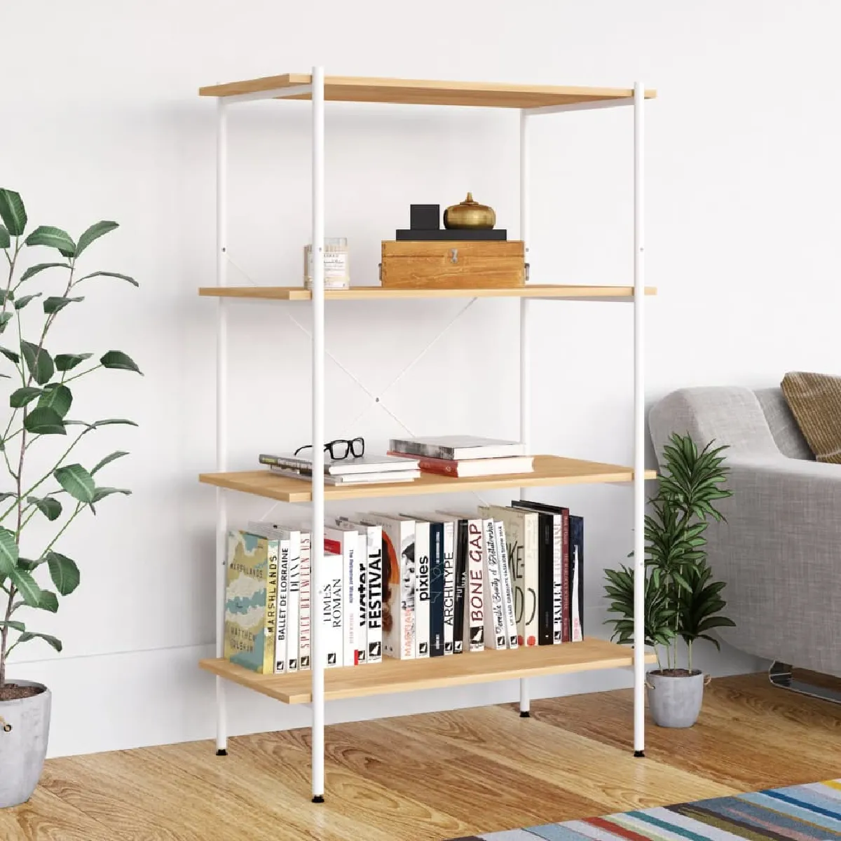 Vidaxl Étagère 80x40x130 cm - Blanc et chêne
