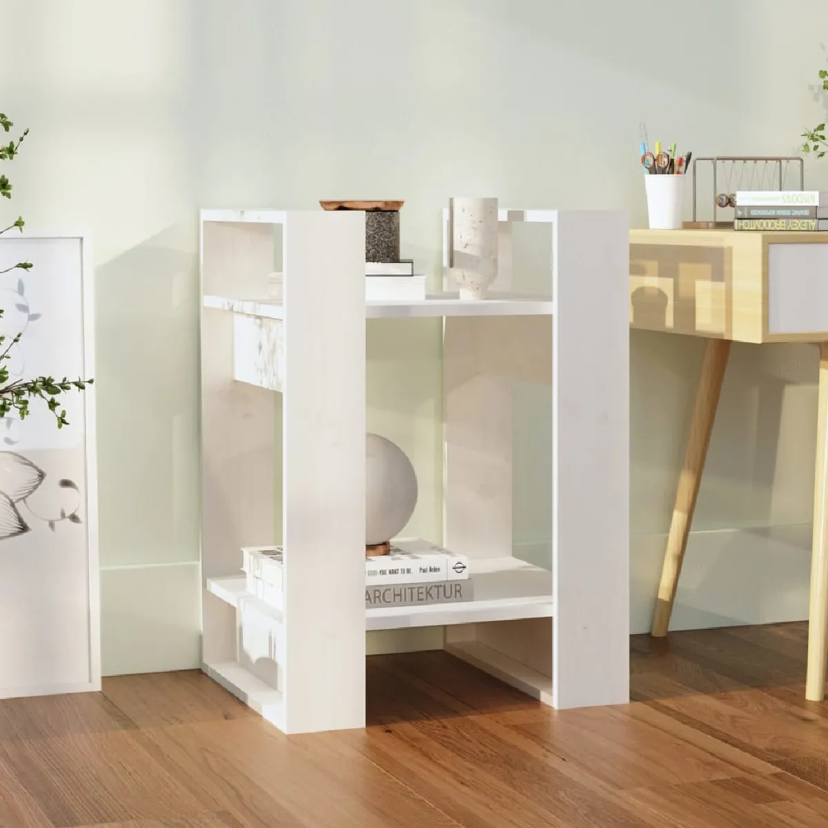 Vidaxl Bibliothèque/Séparateur de pièce blanc 41x35x57