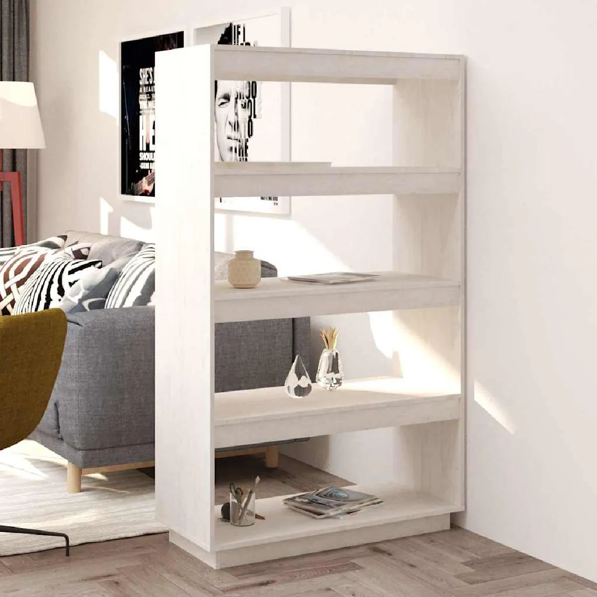 Vidaxl Blanc Bibliothèque/Séparateur De Pièce