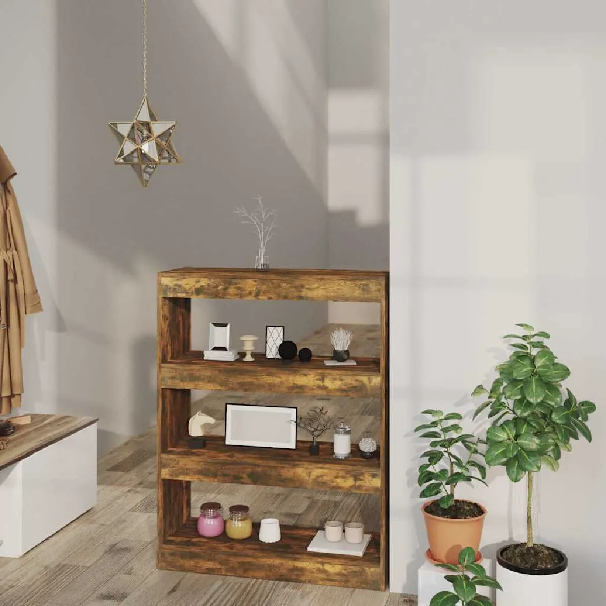 Vidaxl Séparateur De Pièce Chêne Fumé