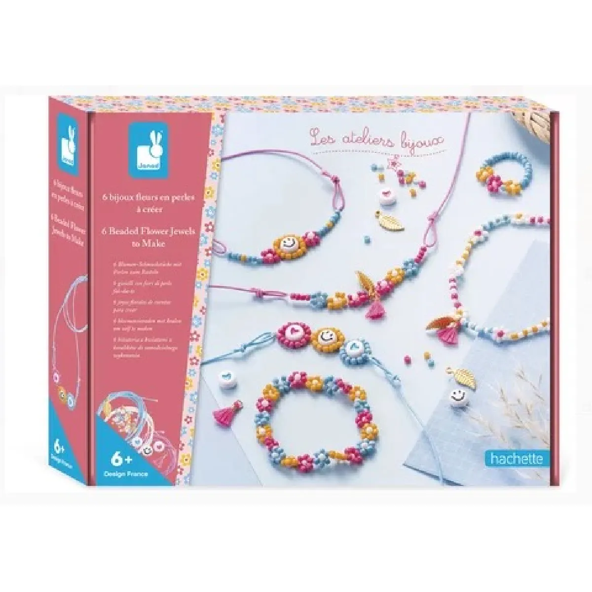 Janod Multicolore Création Perle Et Bijou 6 Bijoux Fleurs En Perles À Créer - Image 2