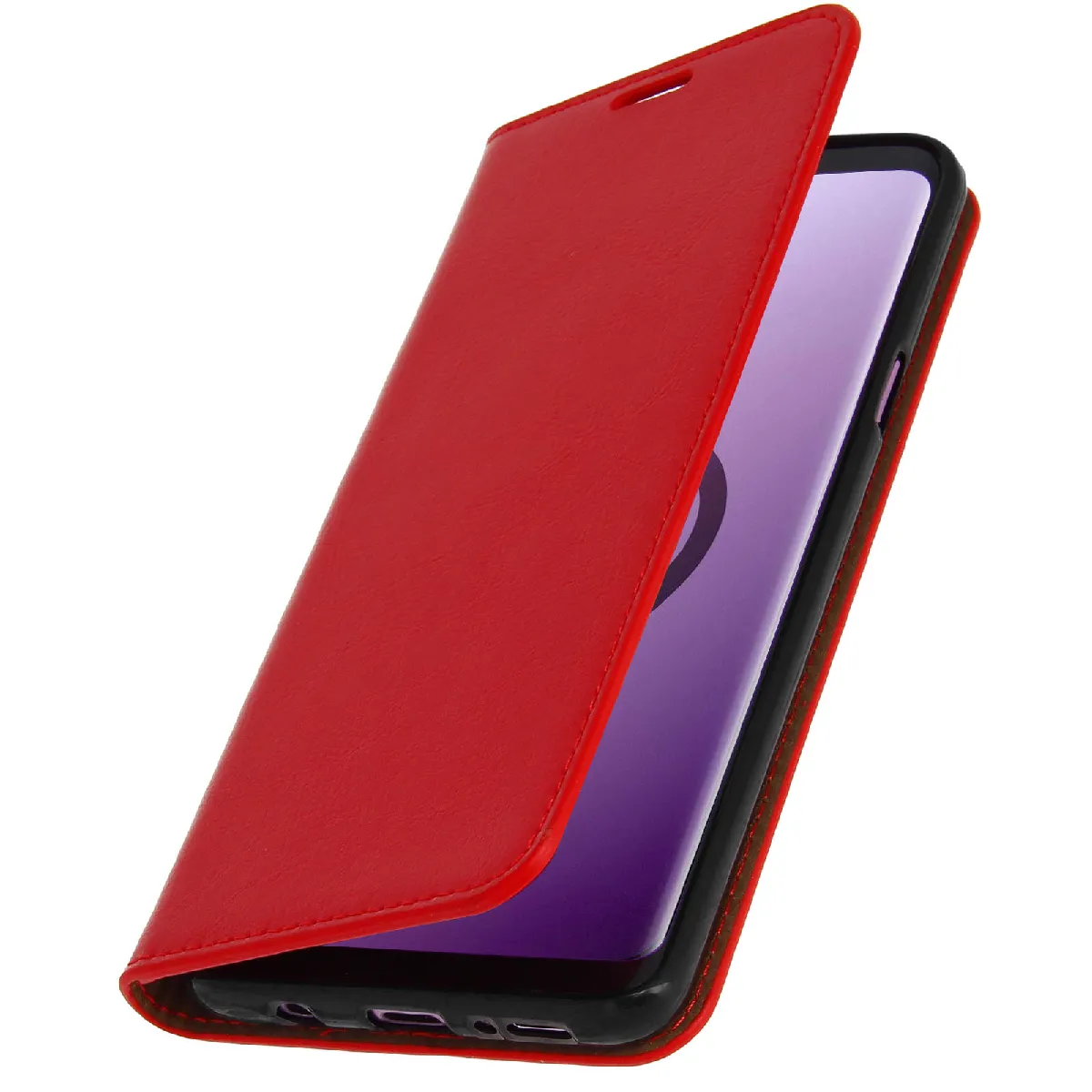 Avizar Rouge Étui Pour Samsung Galaxy S9 Plus Housse Cuir Portefeuille Fonction Support