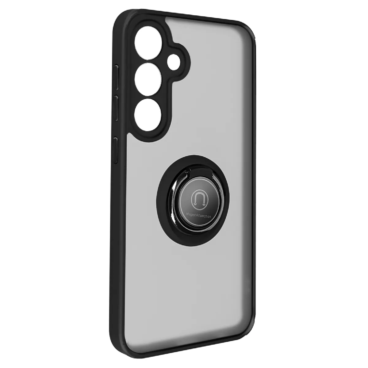 Avizar Noir Coque Pour Samsung Galaxy S24 Plus Bague Métallique Fonction Support
