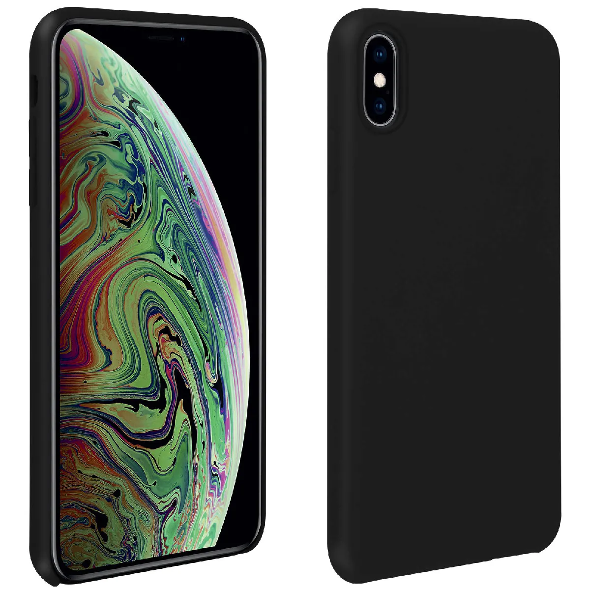 Avizar Noir Coque Pour Iphone Xs Max Silicone Semi-Rigide Mat Finition Soft Touch