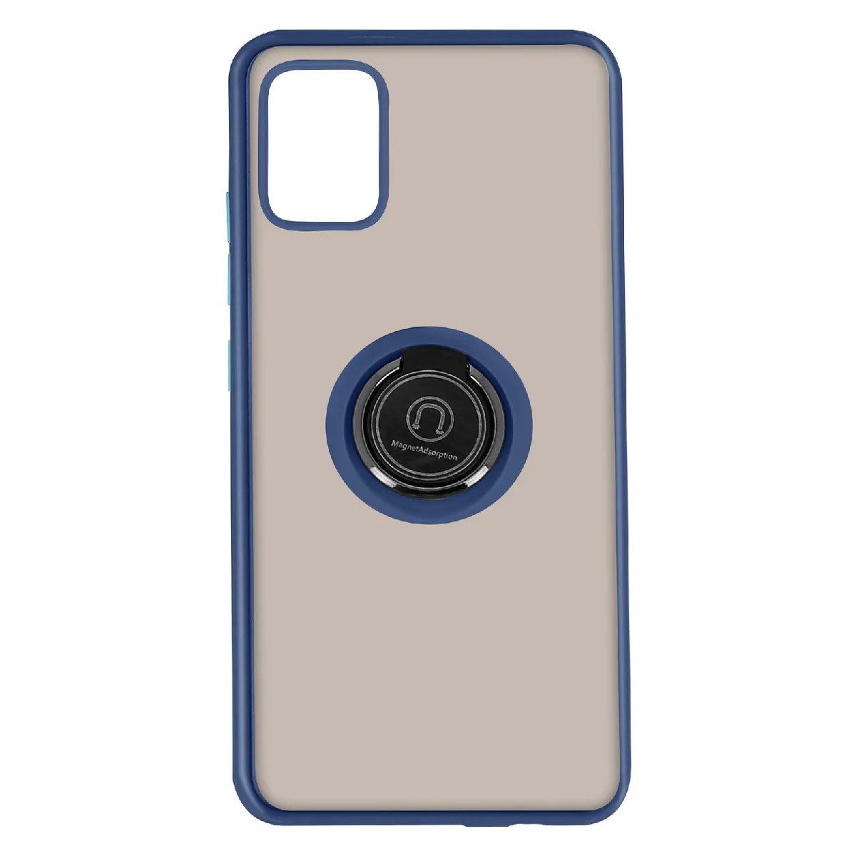 Avizar Bleu Coque Pour Samsung Galaxy A51 Bi-Matière Bague Métallique Fonction Support