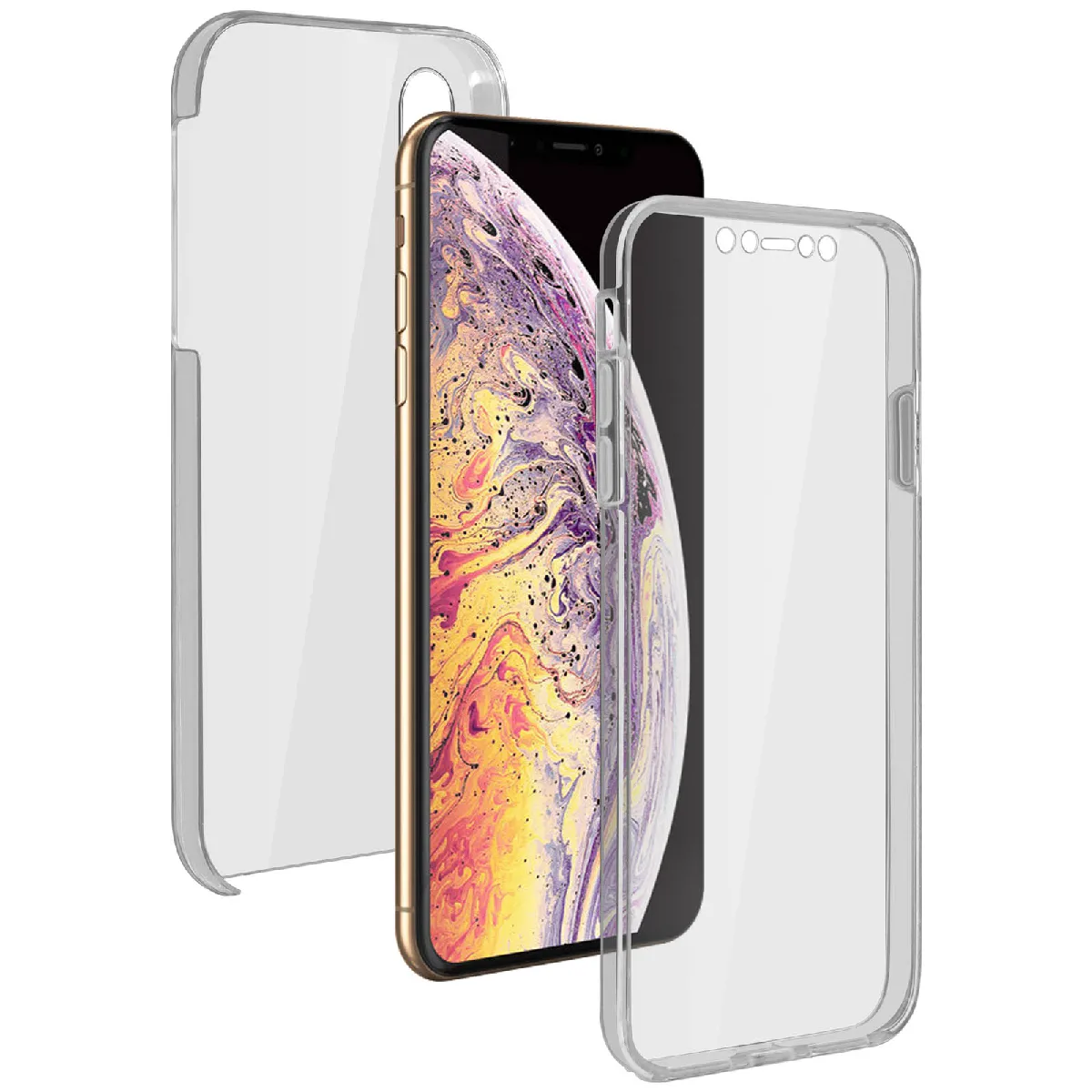 Avizar Coque Apple Iphone Xs Max Protection 360° Silicone + Polycarbonate Transparent
